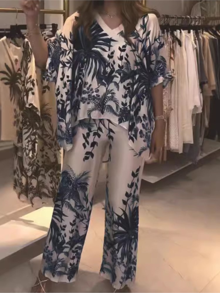 Romper Floral Print - Tenue de bureau deux pièces imprimée