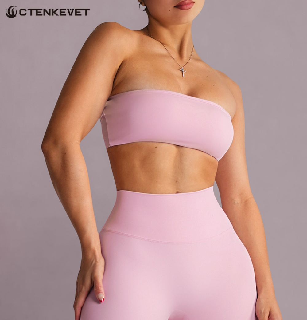 Crop Top Crochet - Soutien-gorge de sport sans bretelles, haut
