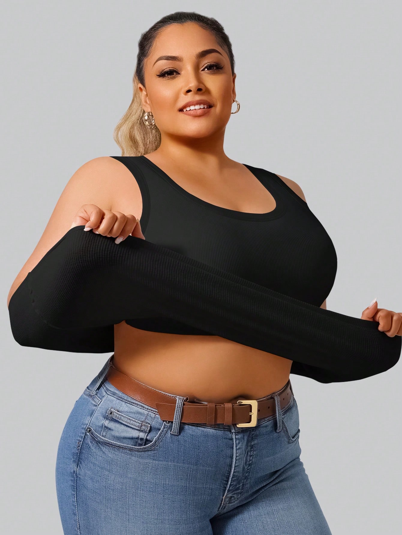 Crop Top Crochet - Débardeur court côtelé très extensible pour