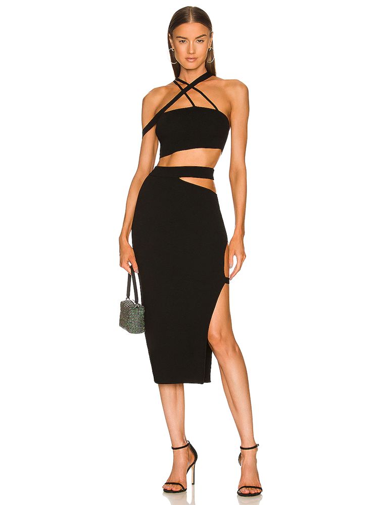 Haut court découpé et jupe lon - Crop Top Crochet avis et prix