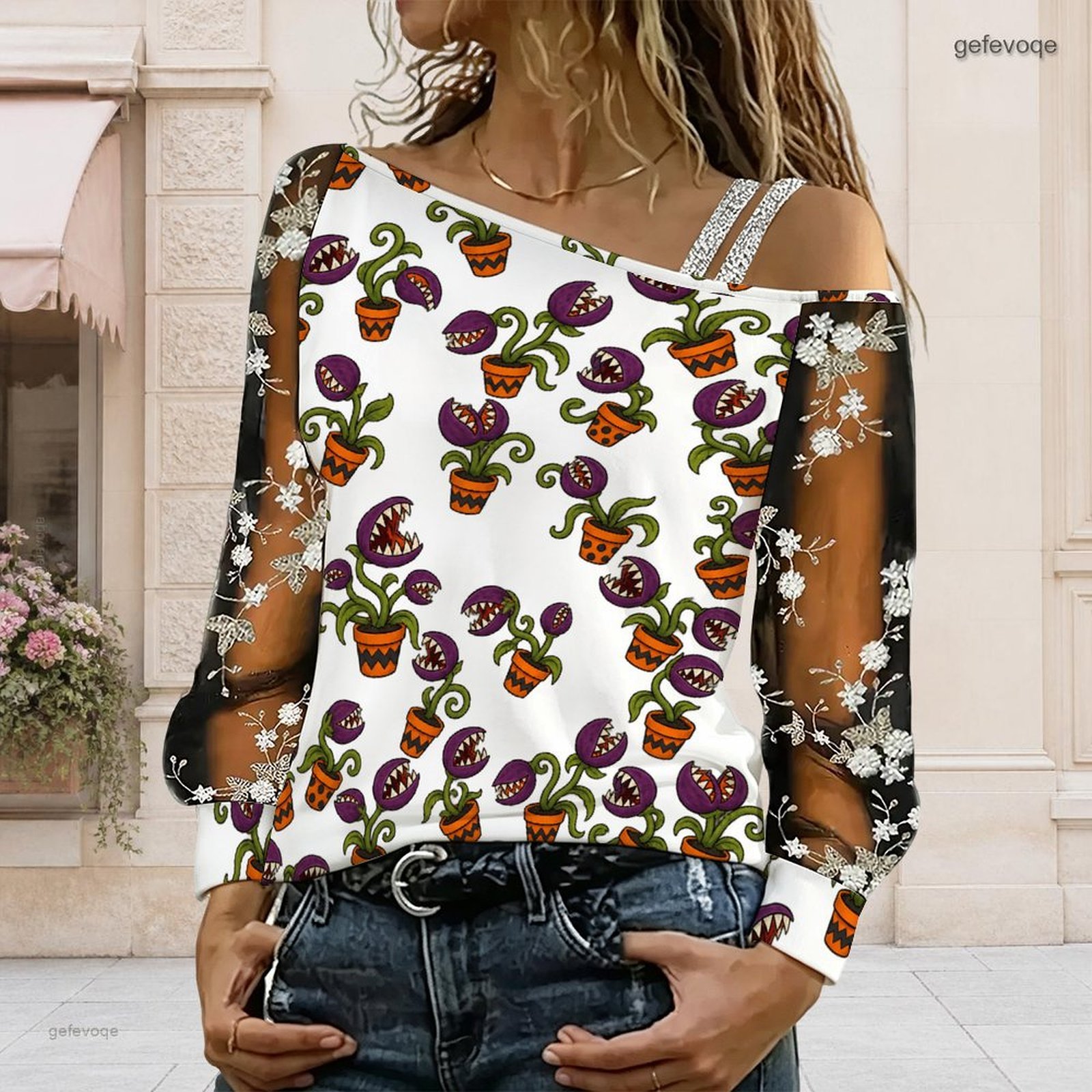 Haut asymétrique à épaules dén - Blouse Off Shoulder avis et prix